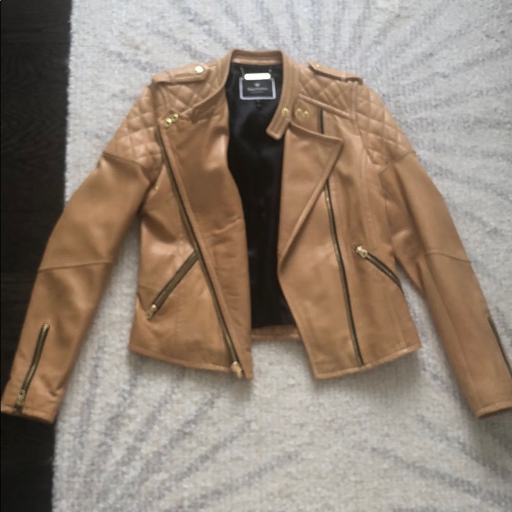 Leather Tan Moto jacket